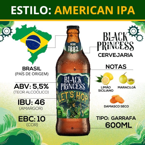 Cerveja Black Princess Let's Hop 600ml American IPA - Imagem 3
