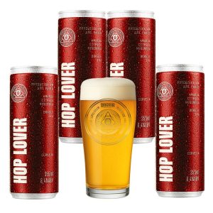 Kit 4 Cerveja Hop Lover DIPA 355ml + Copo Dogma 320ml
