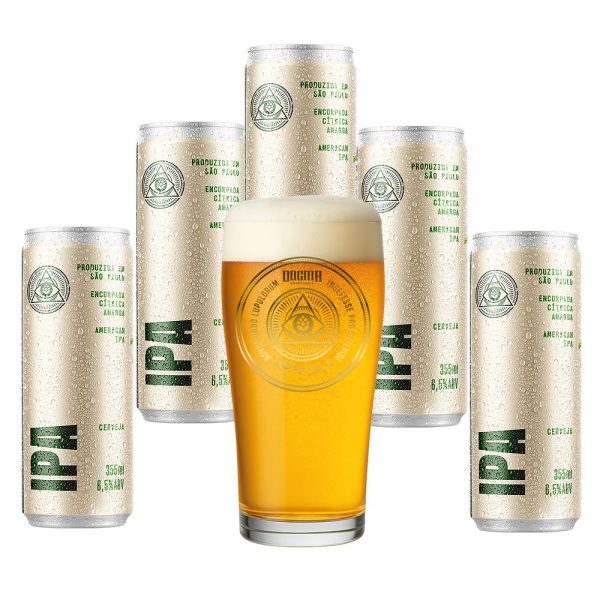 Kit American IPA Dogma 5un 355ml + Copo Willy 320ml - Imagem 1