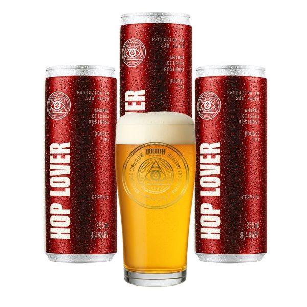 Kit 3 Cerveja Hop Lover DIPA 355ml + Copo Dogma 320ml - Imagem 1