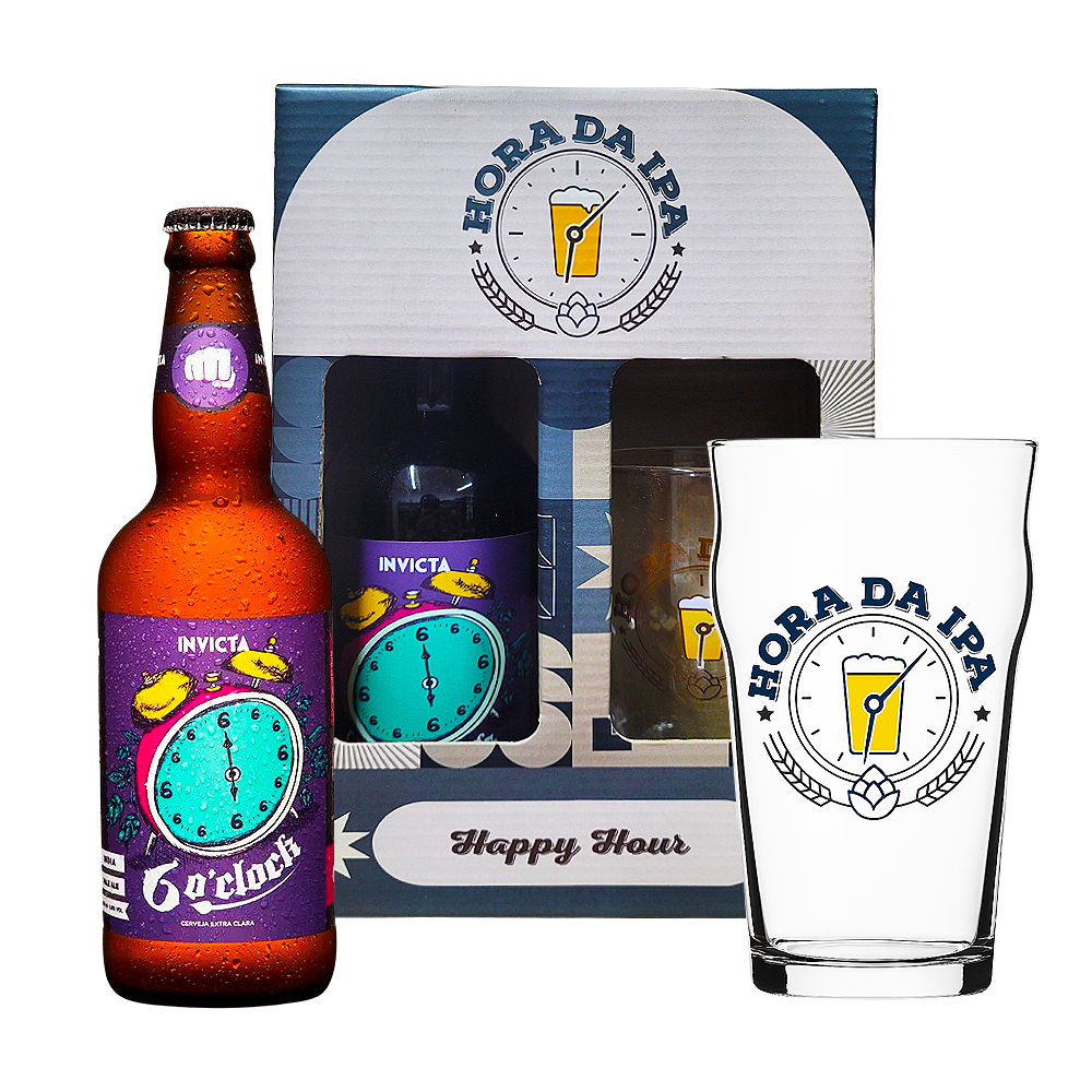 d9ce0c50aefa705583365e62d6436132.png Kit Cerveja Invicta Relógios Six O Clock + Copo Hora da IPA - Imagem 1