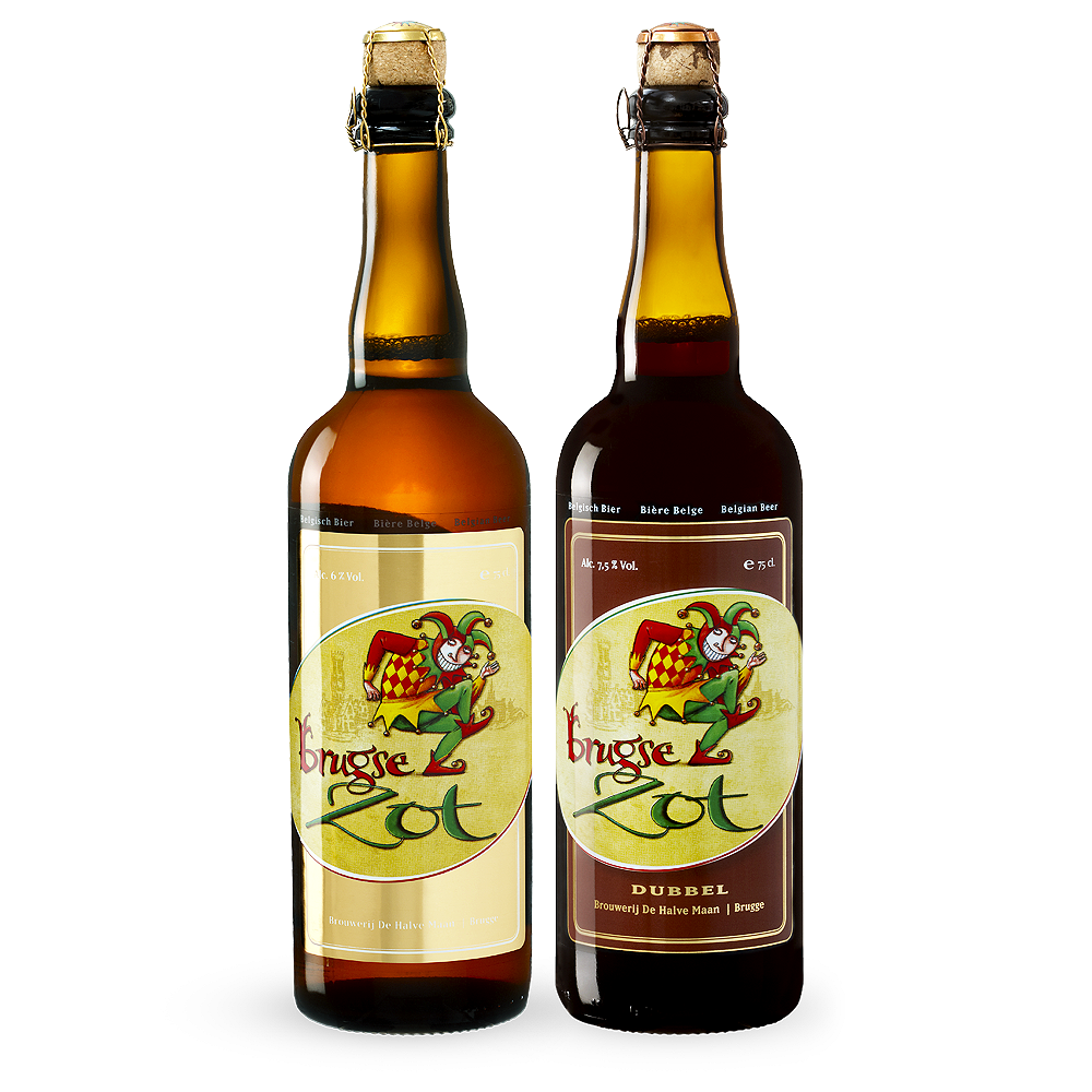 6cbf693359c423e207b3866c59b66fb2.png Kit Brugse Zot Blonde + Dubbel 750ml - De Halve Maan - Imagem 1