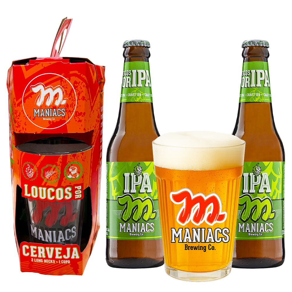 464c884c4c85773715483f6dcf89fdf7-1.png Kit 2 Cervejas Maniacs IPA + 1 Copo grande Americano - Imagem 1