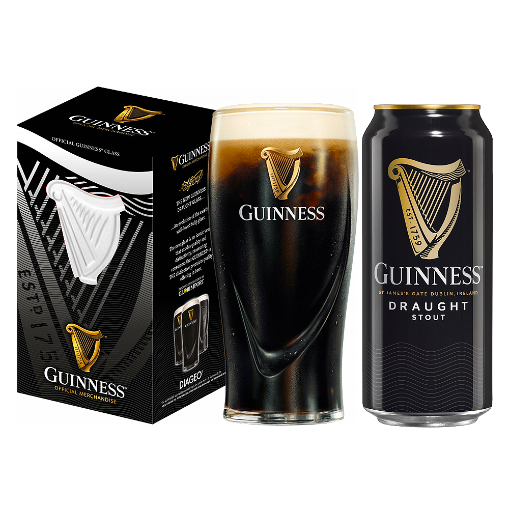 cf2a99e2e41932040877e96b4eb0ef8c.png Kit Guinness Copo Pint 500ml + Cerveja Draught Stout 440ml - Imagem 1